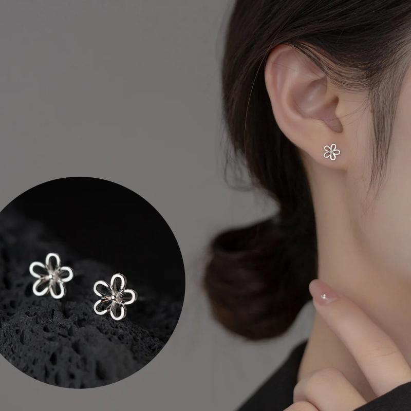 925 Silver Flower Earrings For Kids Ear Piercing