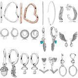 925 Silver Stud Earrings Feather Wing Pinecone Hoop Earring