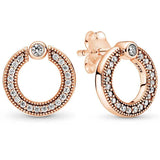 925 Silver Rose Signature Circles Twist Double U-shaped Hoop Earring