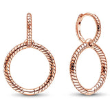 925 Silver Rose Signature Circles Twist Double U-shaped Hoop Earring