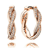 925 Silver Rose Signature Circles Twist Double U-shaped Hoop Earring