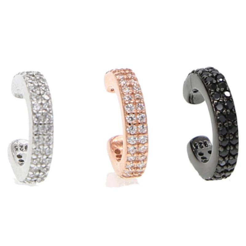 Micro Pave CZ Double Line Ear Cuff 925 Silver