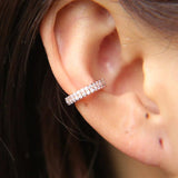 Micro Pave CZ Double Line Ear Cuff 925 Silver
