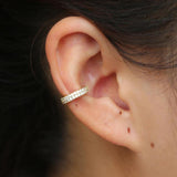 Micro Pave CZ Double Line Ear Cuff 925 Silver