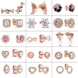 Sparkling Infinity Stud Earrings - Feather Stud Earrings - Pandora Fine Jewelry