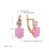Geometric Oval Cut Pink Zircon Drop Earrings