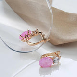Geometric Oval Cut Pink Zircon Drop Earrings