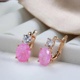Geometric Oval Cut Pink Zircon Drop Earrings