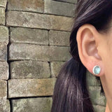 Aquamarine 925 Silver Stud Earrings Gift Jewelry Green