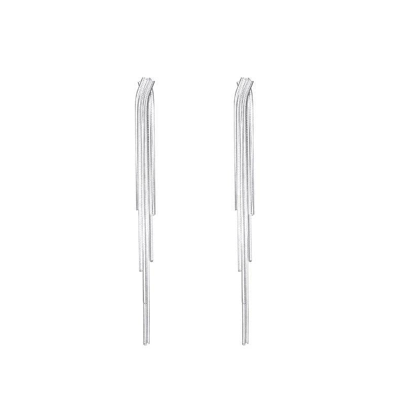 925 Silver Tassel Drop Earrings for Women Party Jewelry