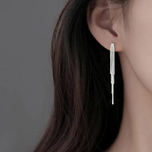 925 Silver Tassel Drop Earrings for Women Party Jewelry