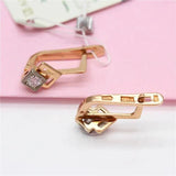 Purple Plated 14K Rose Inlaid Crystal Square Earrings for Women