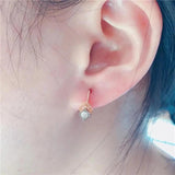 Purple Plated 14K Rose Inlaid Crystal Square Earrings for Women