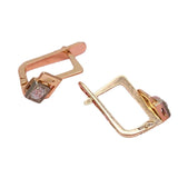 Purple Plated 14K Rose Inlaid Crystal Square Earrings for Women