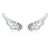 925 Silver Fairy Wings Feathers Stud Earrings for Women E343