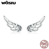 925 Silver Fairy Wings Feathers Stud Earrings for Women E343