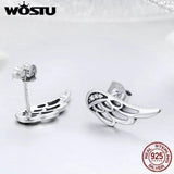 925 Silver Fairy Wings Feathers Stud Earrings for Women E343