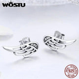 925 Silver Fairy Wings Feathers Stud Earrings for Women E343