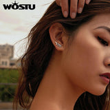 925 Silver Fairy Wings Feathers Stud Earrings for Women E343