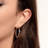 Copper Silver Plated Hoop Earrings Colorful Zirconia