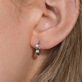 Copper Silver Plated Hoop Earrings Colorful Zirconia