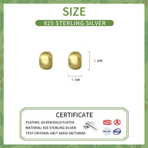 925 Silver Geometric Curved Surface Stud Earrings for Women