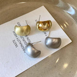 925 Silver Geometric Curved Surface Stud Earrings for Women