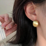 925 Silver Geometric Curved Surface Stud Earrings for Women