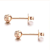 Purple 14K Rose Geometric Earrings for Women Sweet Ear Studs Wedding Jewelry