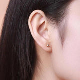 Purple 14K Rose Geometric Earrings for Women Sweet Ear Studs Wedding Jewelry