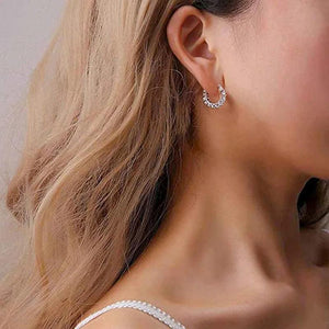925 Silver Zircon Geometric Earrings Birthday Party Gift