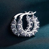 925 Silver Zircon Geometric Earrings Birthday Party Gift