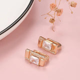 Rose Vintage Square Zircon Micro Inlay Clip Earrings Wedding Jewelry