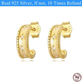925 Silver Star Zircon Spiral Stud Earrings