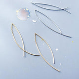 Geometric Line Dangle Earring 925 Sterling Silver Long Chain Drop Earring