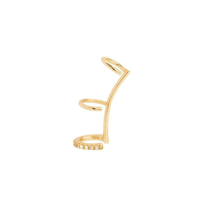 925 Silver Left Ear Clip Earring 18K Wedding Party Aretes De