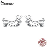 925 Silver Puppy Stud Earrings for Women Plated Platinum Silver Jewelry