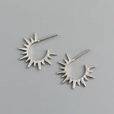 925 Silver Bohemian Spike Rivets Earrings Women European Rock Party Jewelry