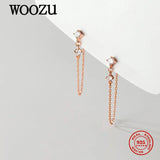 925 Silver Punk Chain Zircon Tassel Stud Earring Women Party Gift