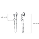 925 Silver Punk Chain Zircon Tassel Stud Earring Women Party Gift