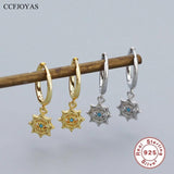 925 Silver Devil's Eye Dangle Earrings Turquoise Zircon Wedding Party Jewelry