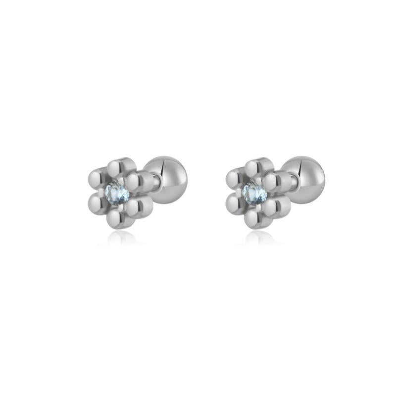 925 Silver Marguerite Flower Stud Earring CZ Zircon Fine Jewelry
