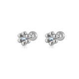 925 Silver Marguerite Flower Stud Earring CZ Zircon Fine Jewelry