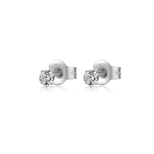 925 Sterling Silver CZ Zircon Women Stud Earring Crystal Clip