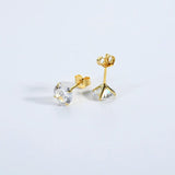 925 Sterling Silver CZ Zircon Women Stud Earring Crystal Clip
