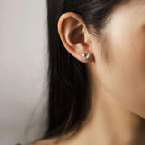 925 Sterling Silver CZ Zircon Women Stud Earring Crystal Clip