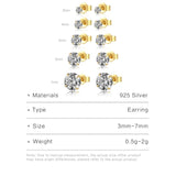 925 Sterling Silver CZ Zircon Women Stud Earring Crystal Clip