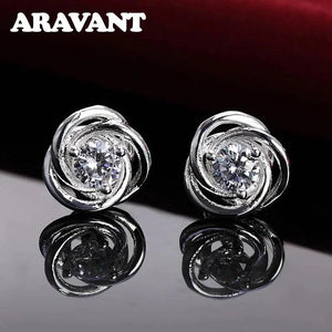 925 Silver Zircon Earrings Women's Jewelry
