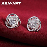 925 Silver Zircon Earrings Women's Jewelry