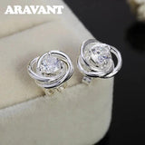 925 Silver Zircon Earrings Women's Jewelry